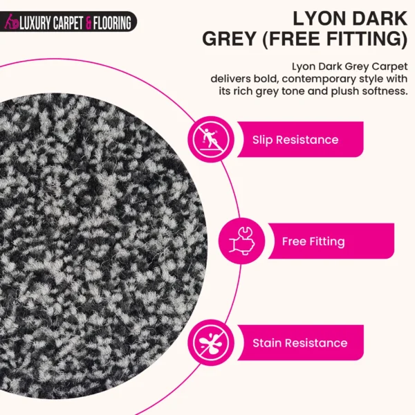 Lyon Dark Grey Carpet with Free Fitting - Image 2