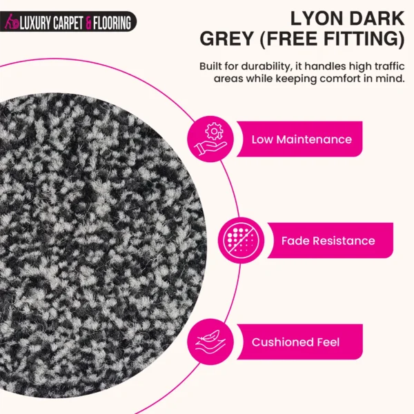 Lyon Dark Grey Carpet with Free Fitting - Image 3