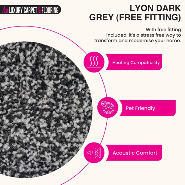 Lyon Dark Grey Carpet with Free Fitting - Image 4