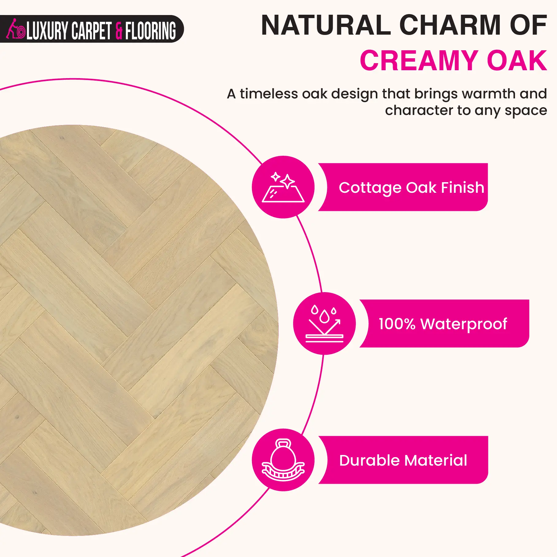 a1 White Creamy Oak Extra Matt – Herringbone Engineered Wood Flooring - Image 1