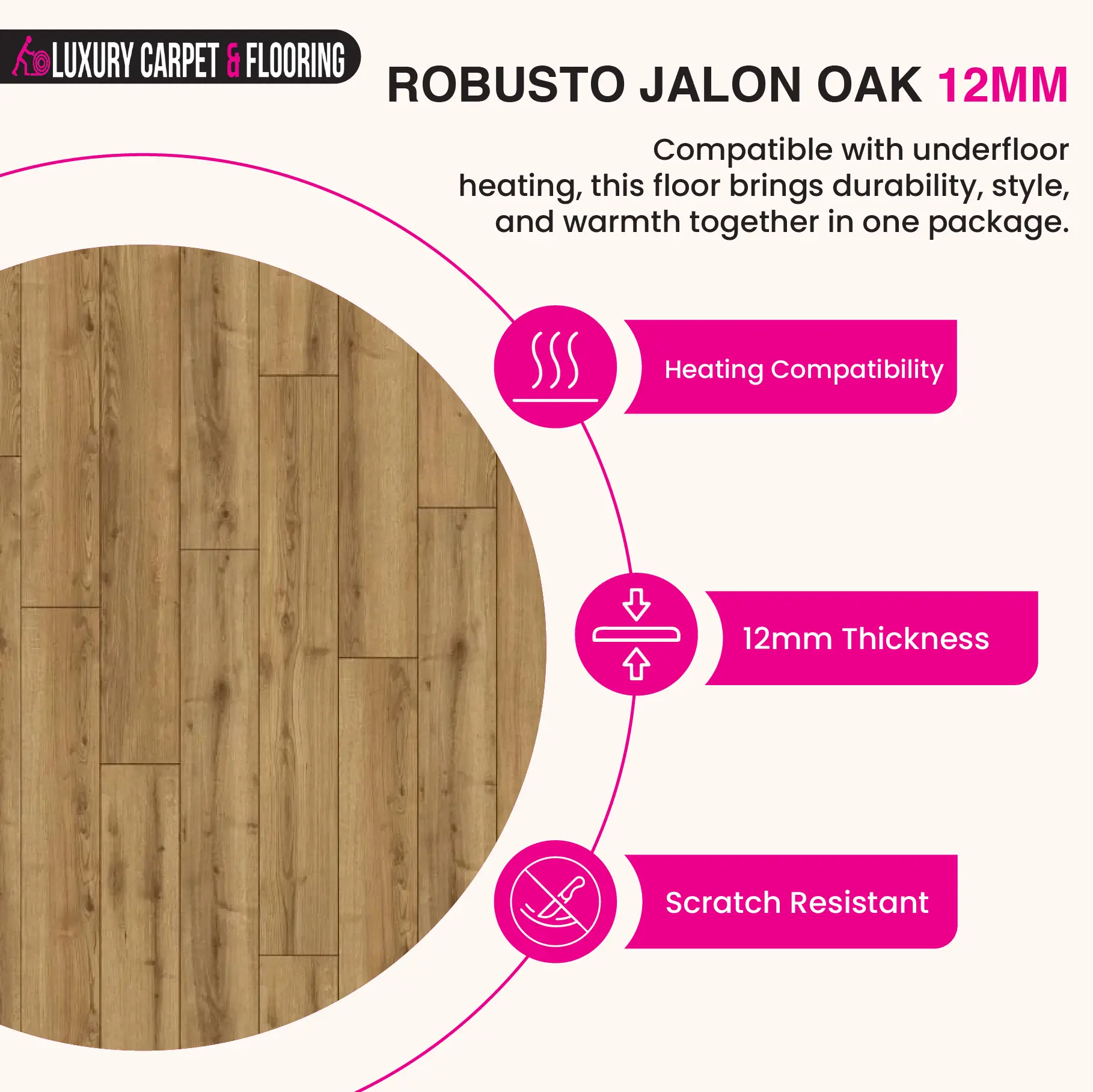 a2 Robusto Jalon Oak – 12mm AC5 Plank Laminate Flooring – Durable & Stylish - Image 1
