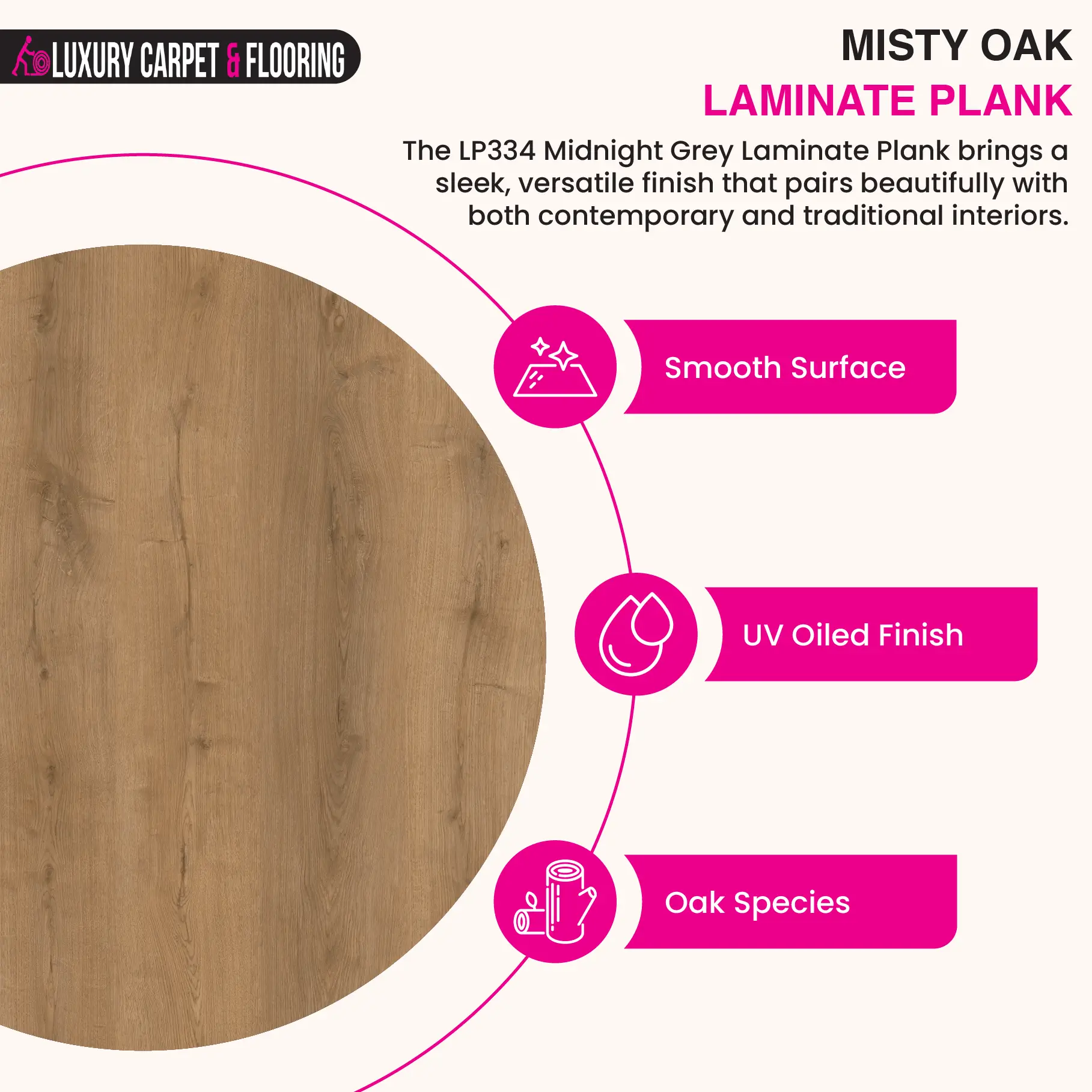 a2 LP335 Misty Oak – Plank Laminate Flooring - Image 1