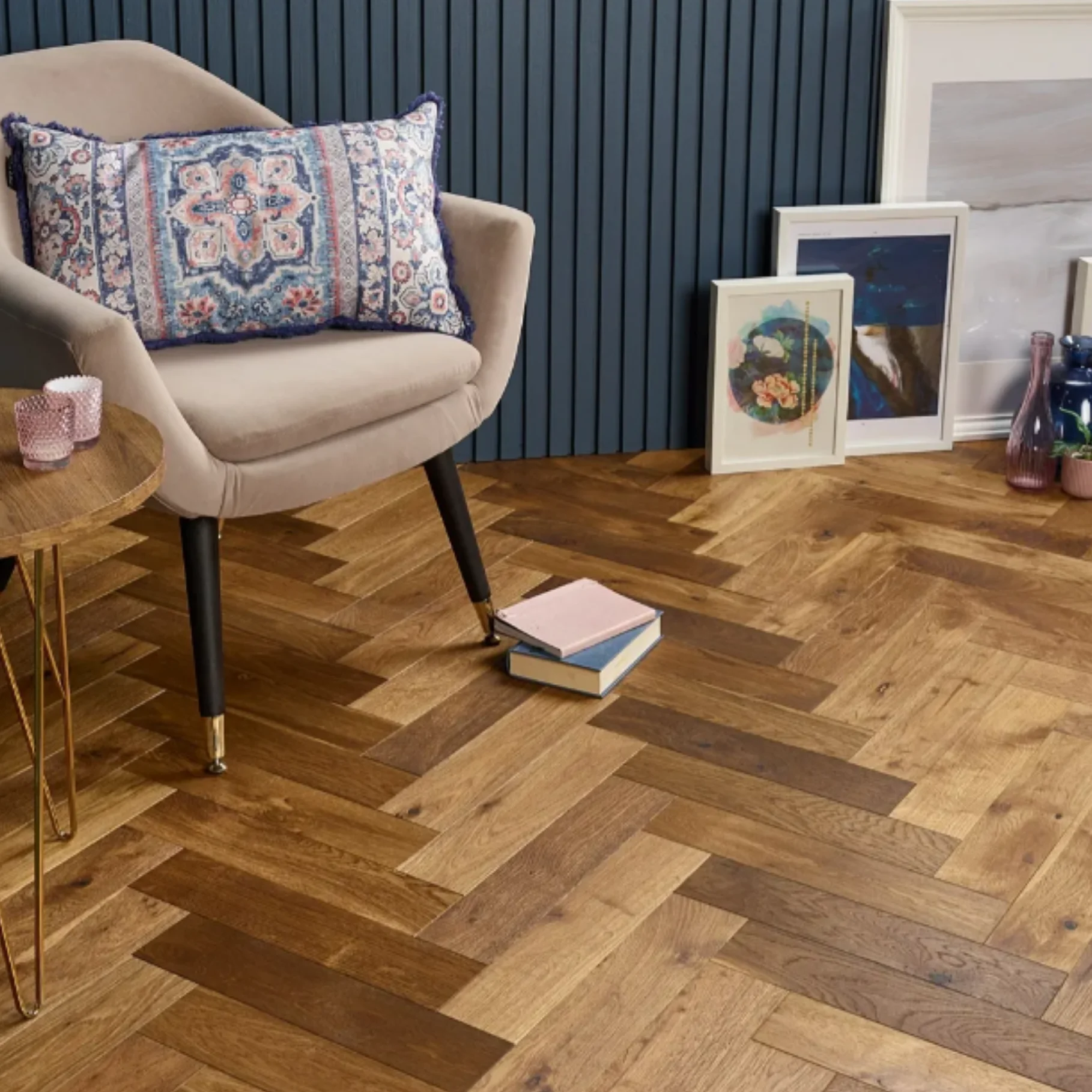 MAYFAIR - 90 SMOKED BRUSHED & OILED MAYFAIR - 90 SMOKED BRUSHED & OILED Herringbone Flooring - Image 1